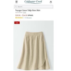 Coldwater Creek linen tulip hem skirt